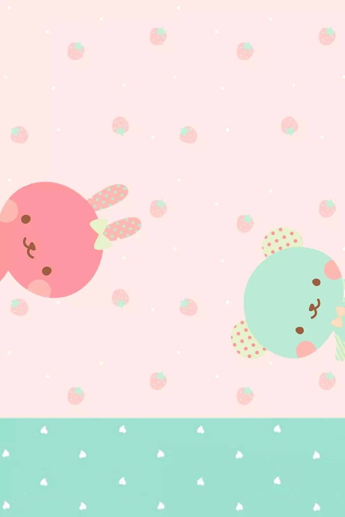 Cute Background With Red And Green Bunnies