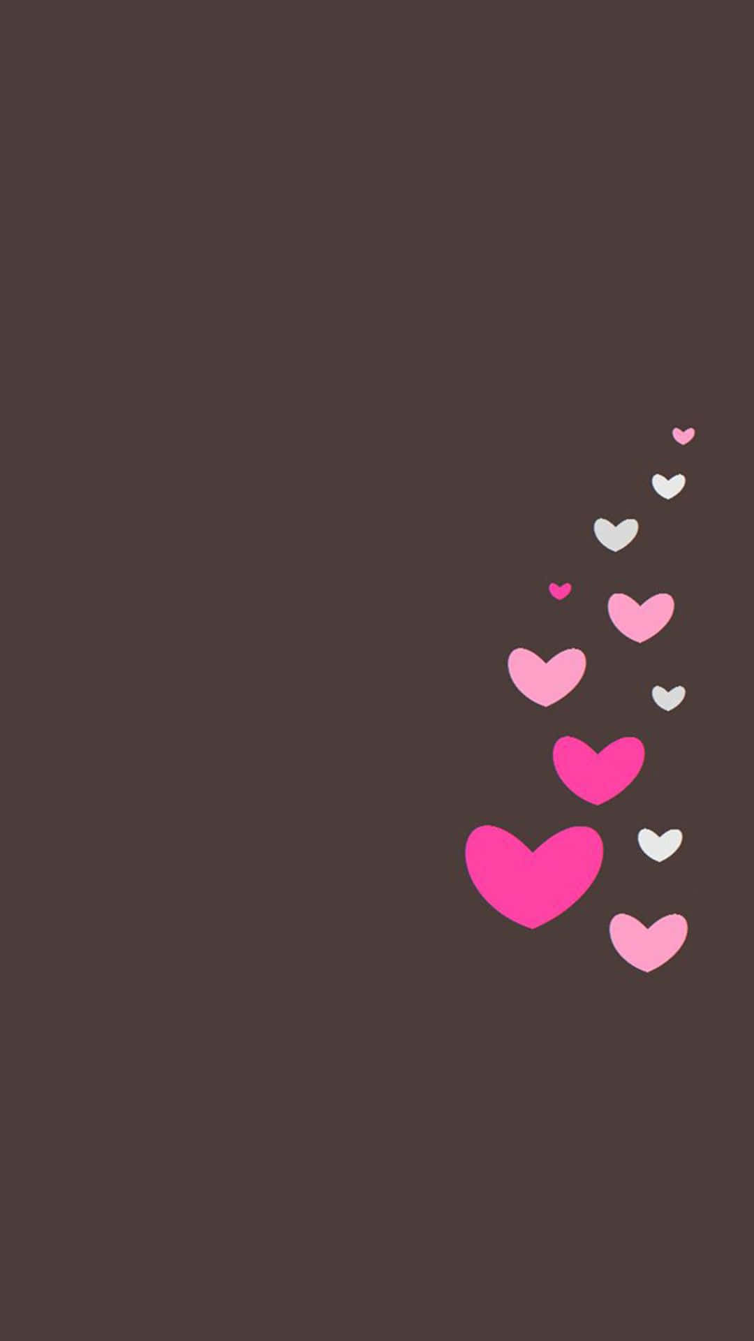 Cute Background Of Pink Hearts On Brown Scrim