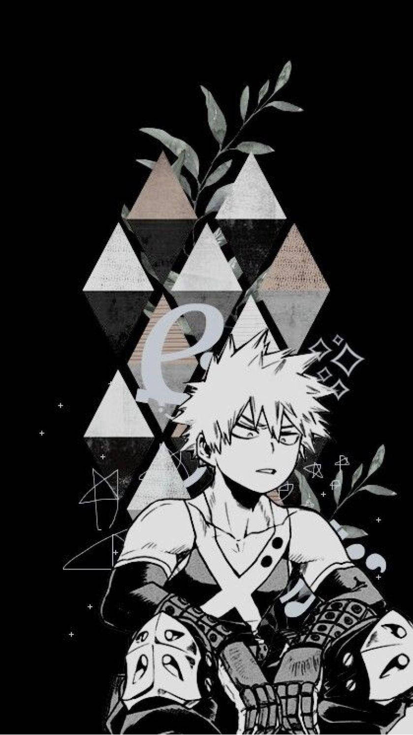 Cute Bakugo Black Background Triangles Wallpaper