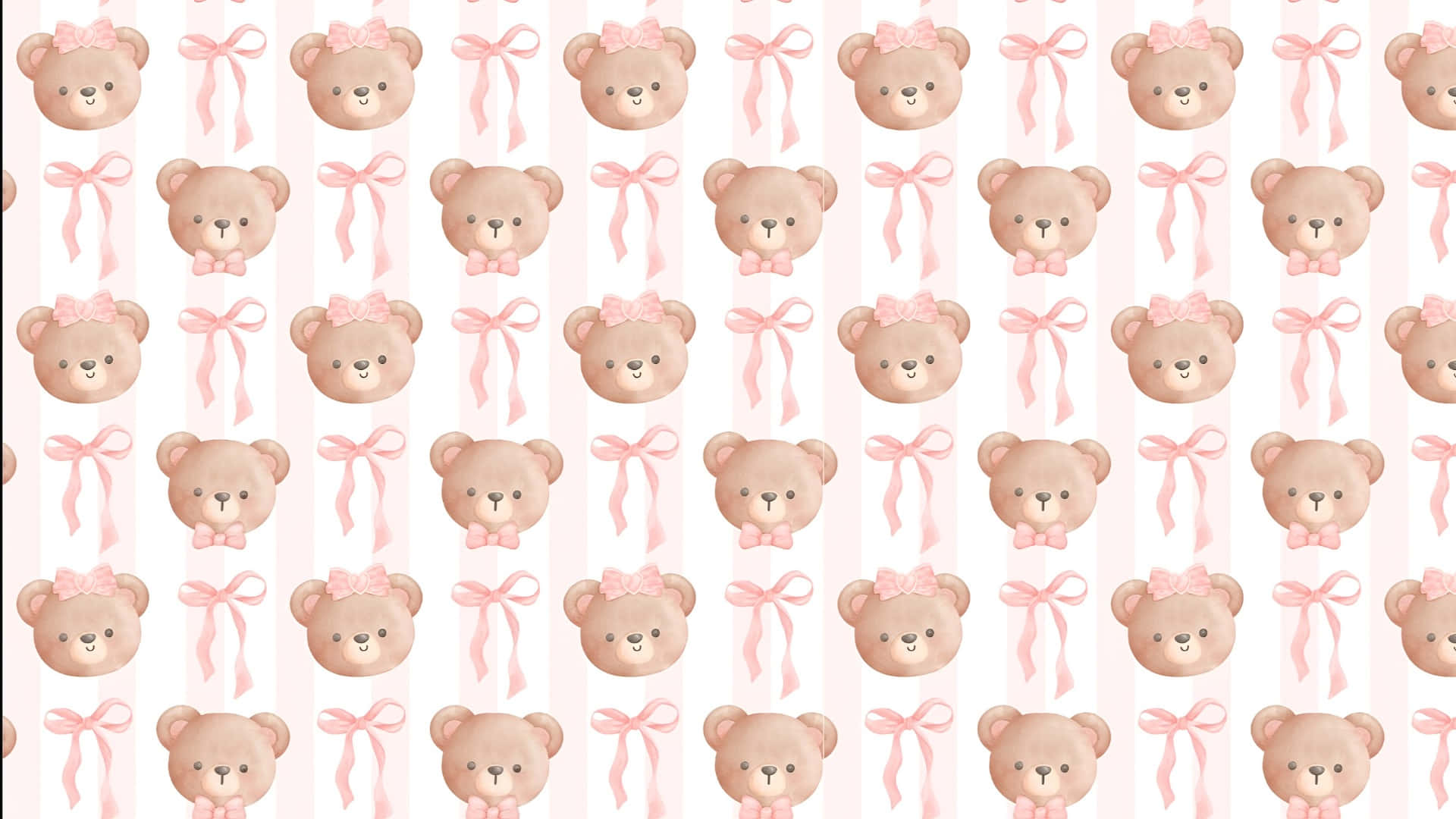 Søt Bjørn Og Sløyfe Mønster Bakgrunnsbildet