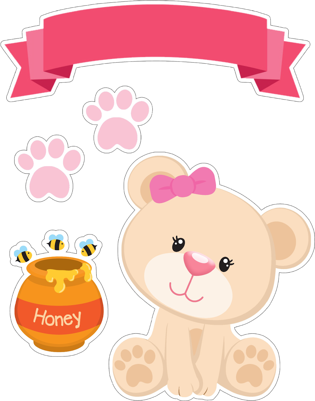 Cute Bear With Honey Pot PNG