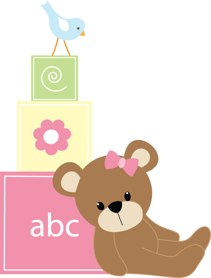 Cute Bearand Birdwith Baby Blocks PNG