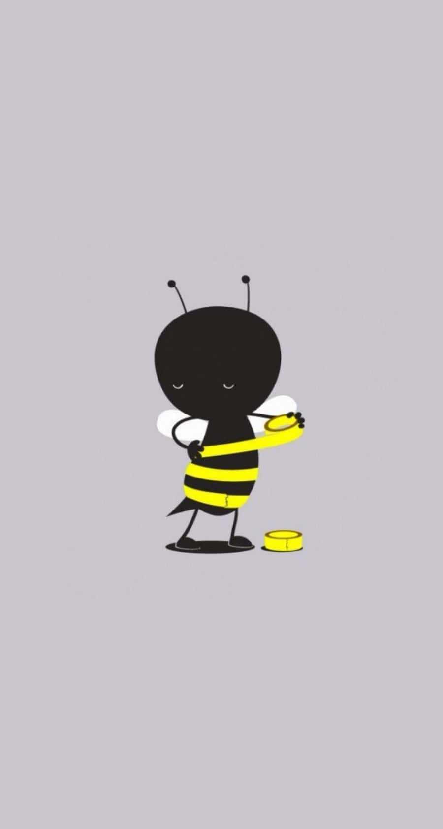 Cute Bee Putting Yellow Tape Picture