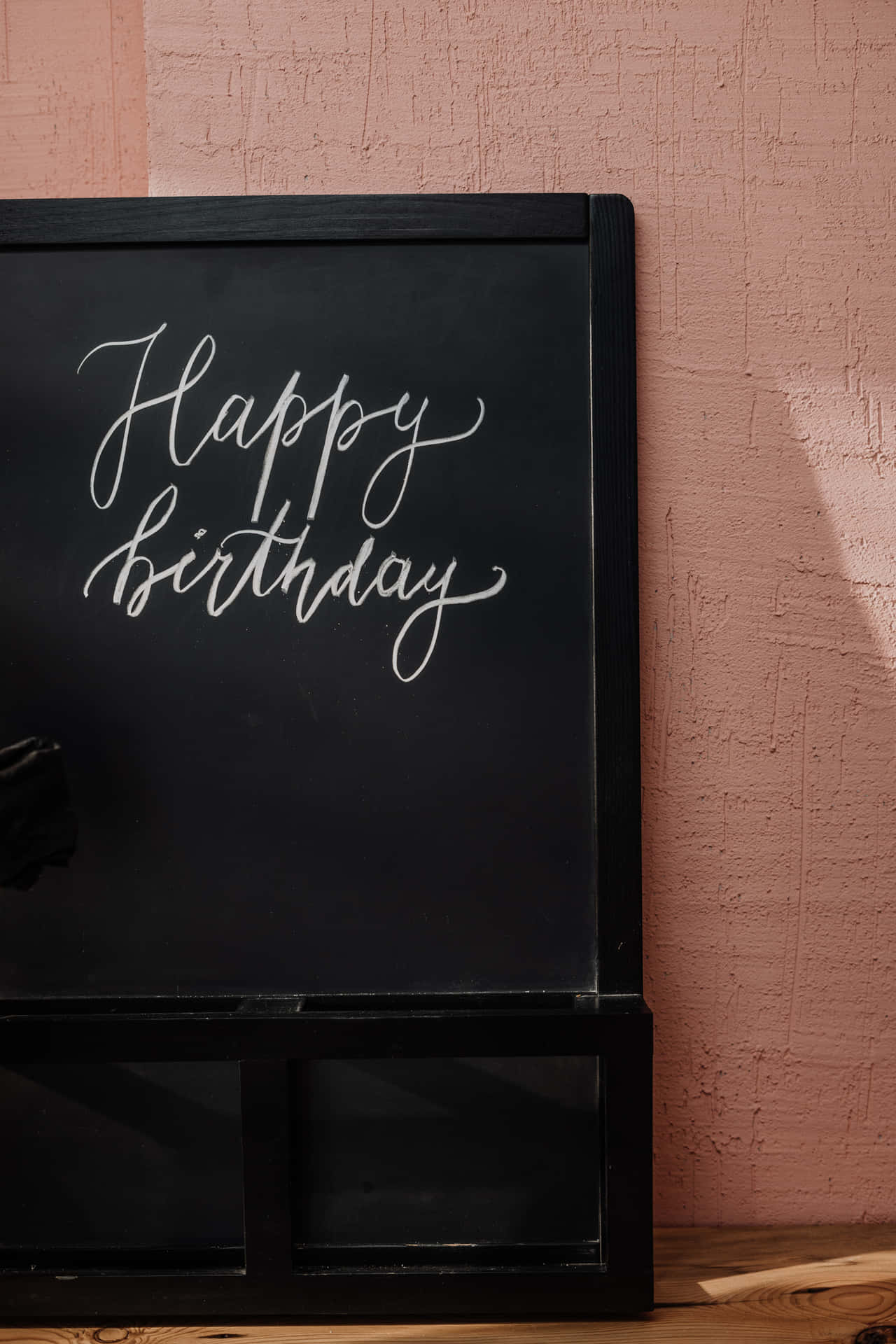 Happy Birthday Chalkboard On A Pink Wall Wallpaper