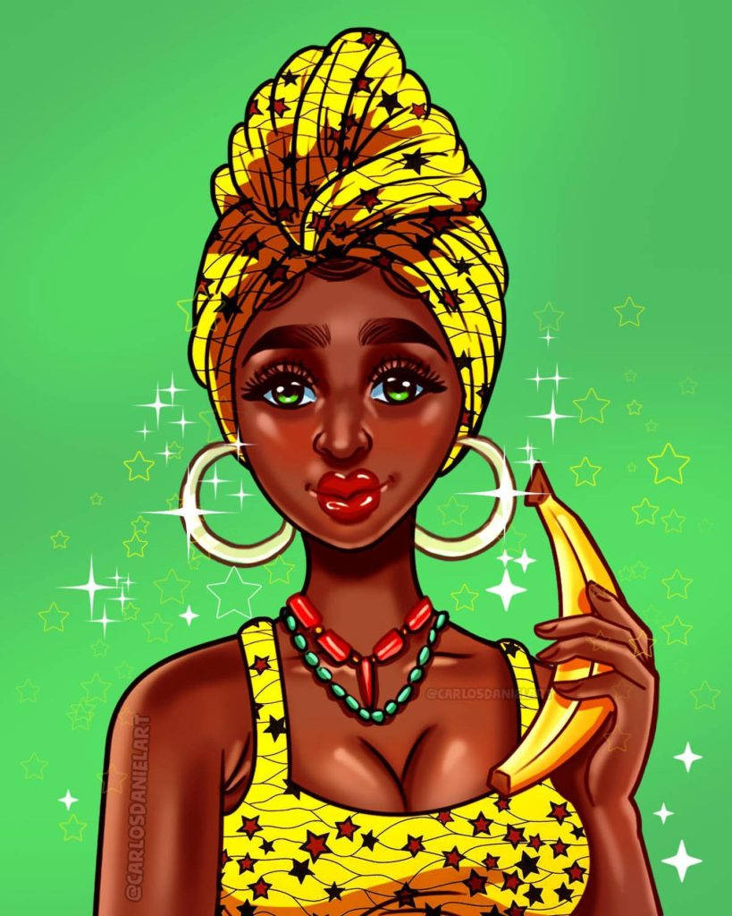 Download Cute Black African Girl Art Wallpaper 