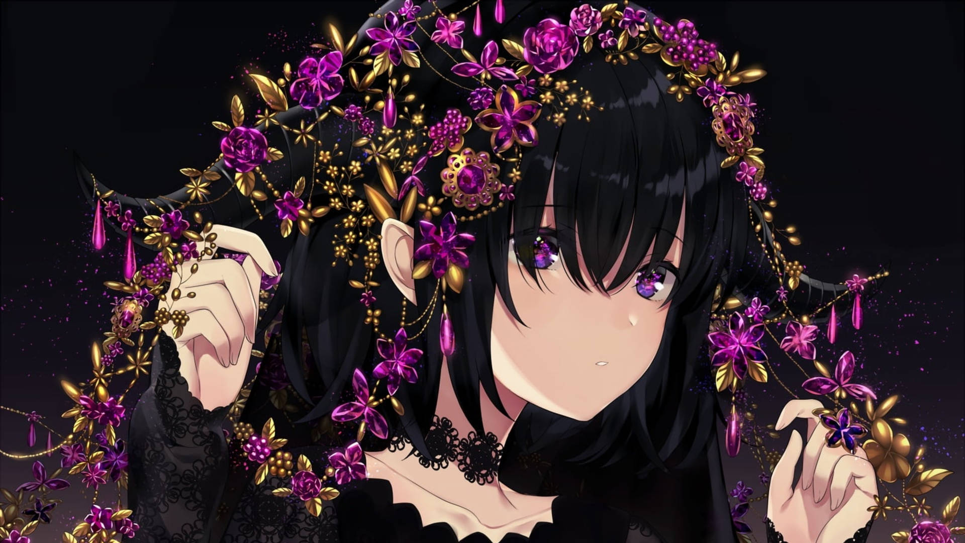 Cute Black And Purple Aesthetic Anime Wallpaper