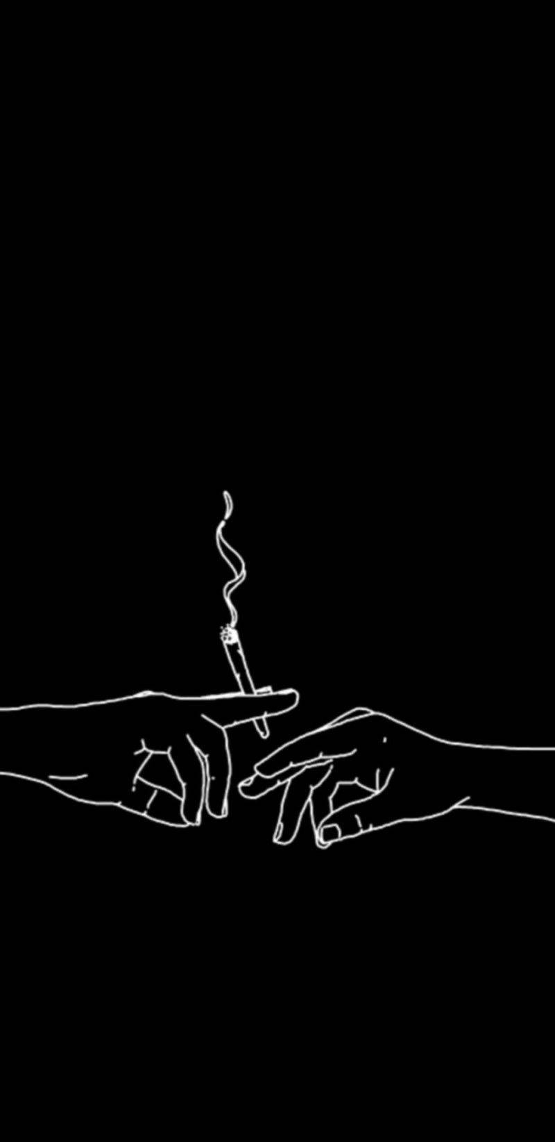 Cute Black And White Aesthetic Sharing Cigarette Wallpaper