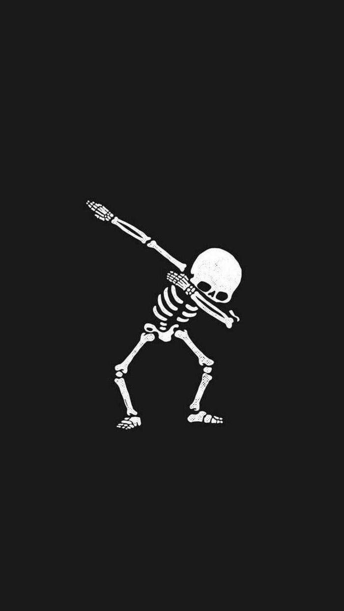 Cute Black And White Aesthetic Skeleton Dabbing Picture