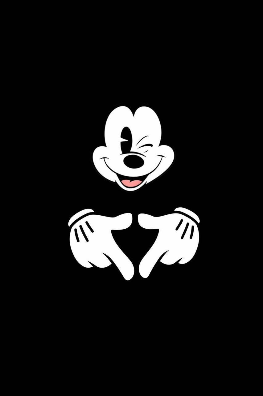Cute Black And White Mickey Mouse Wink Wallpaper