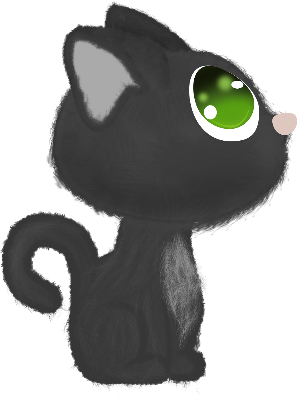 Cute Black Cartoon Cat PNG