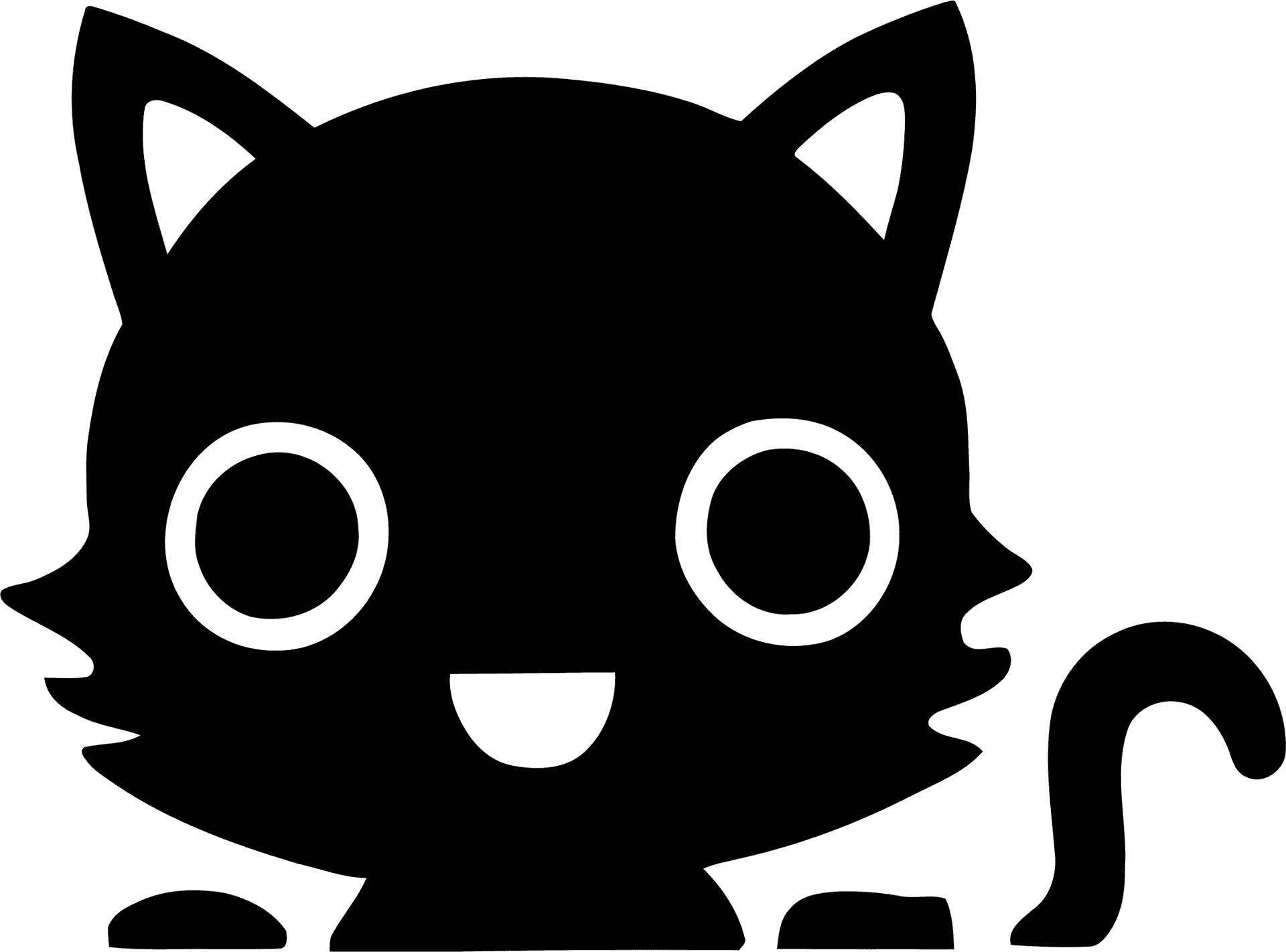 Cute Black Cartoon Kitten PNG