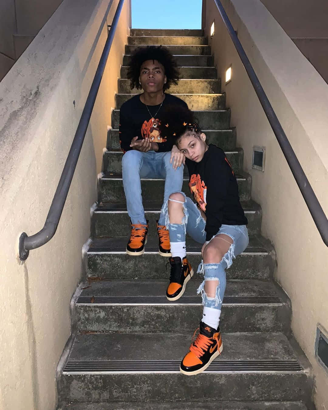 Cute Black Couple Posing On Stairs Picture