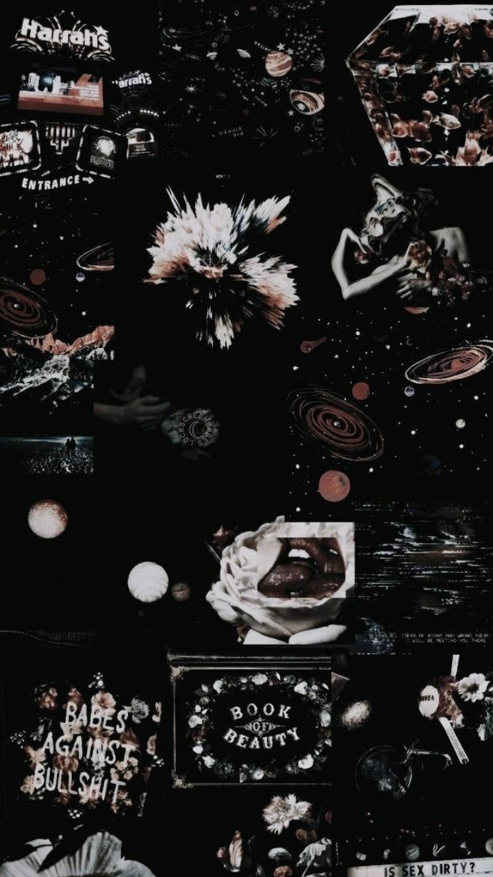 Cute Black Darkness Aesthetic Collage Wallpaper