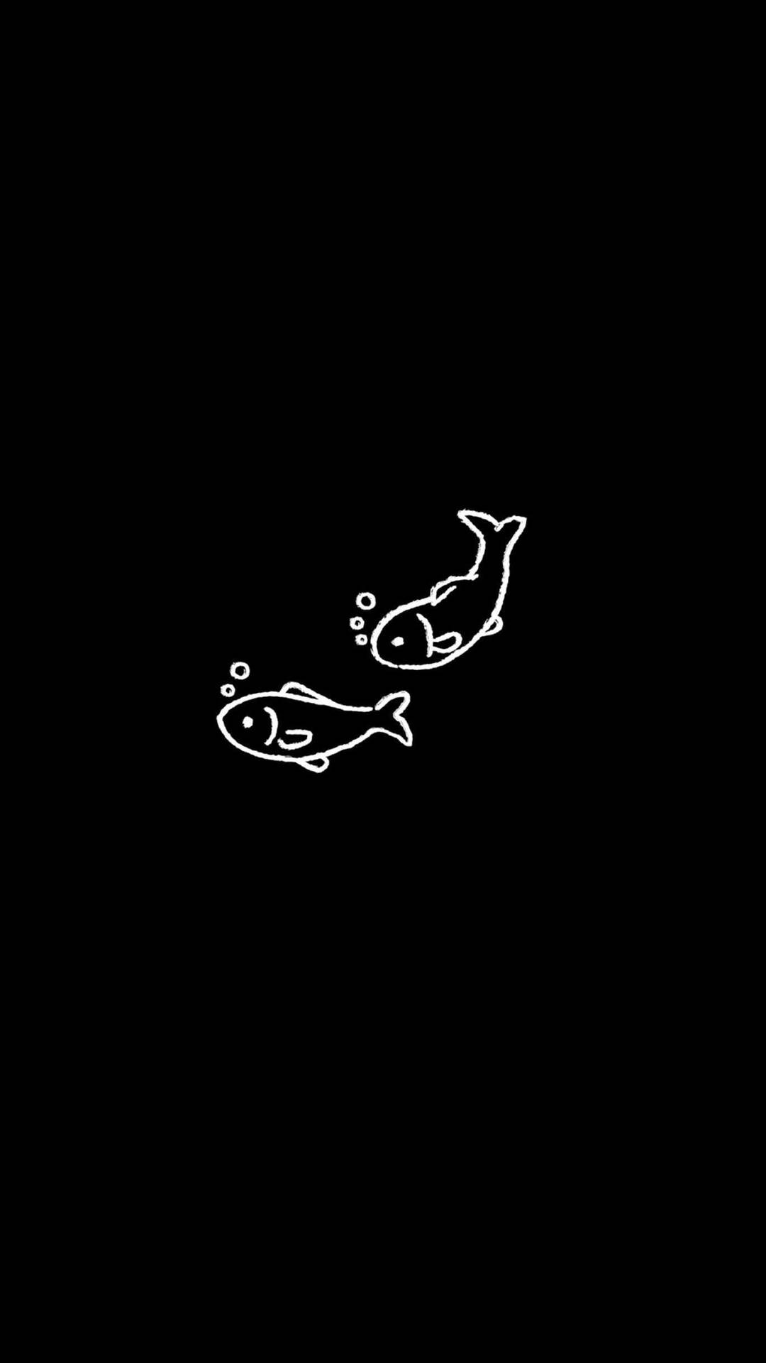 Cute Black Fishes Drawing Wallpaper