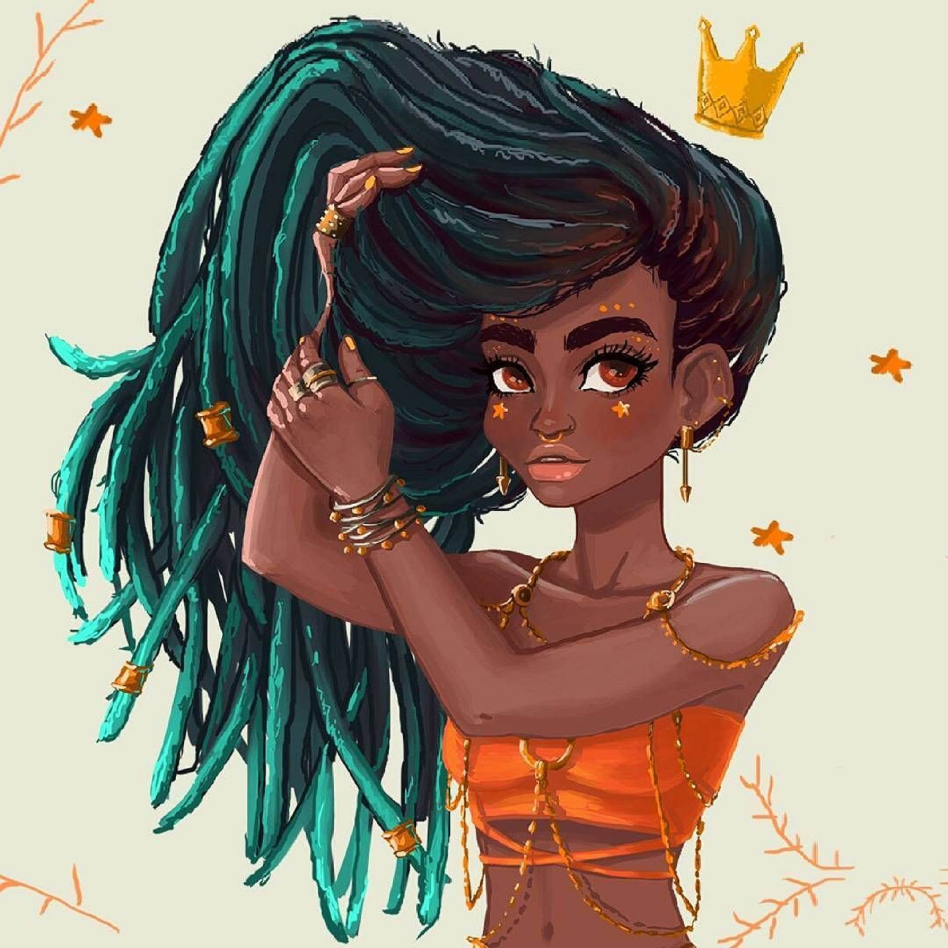 Download Cute Black Girl Cartoon Art Wallpaper 