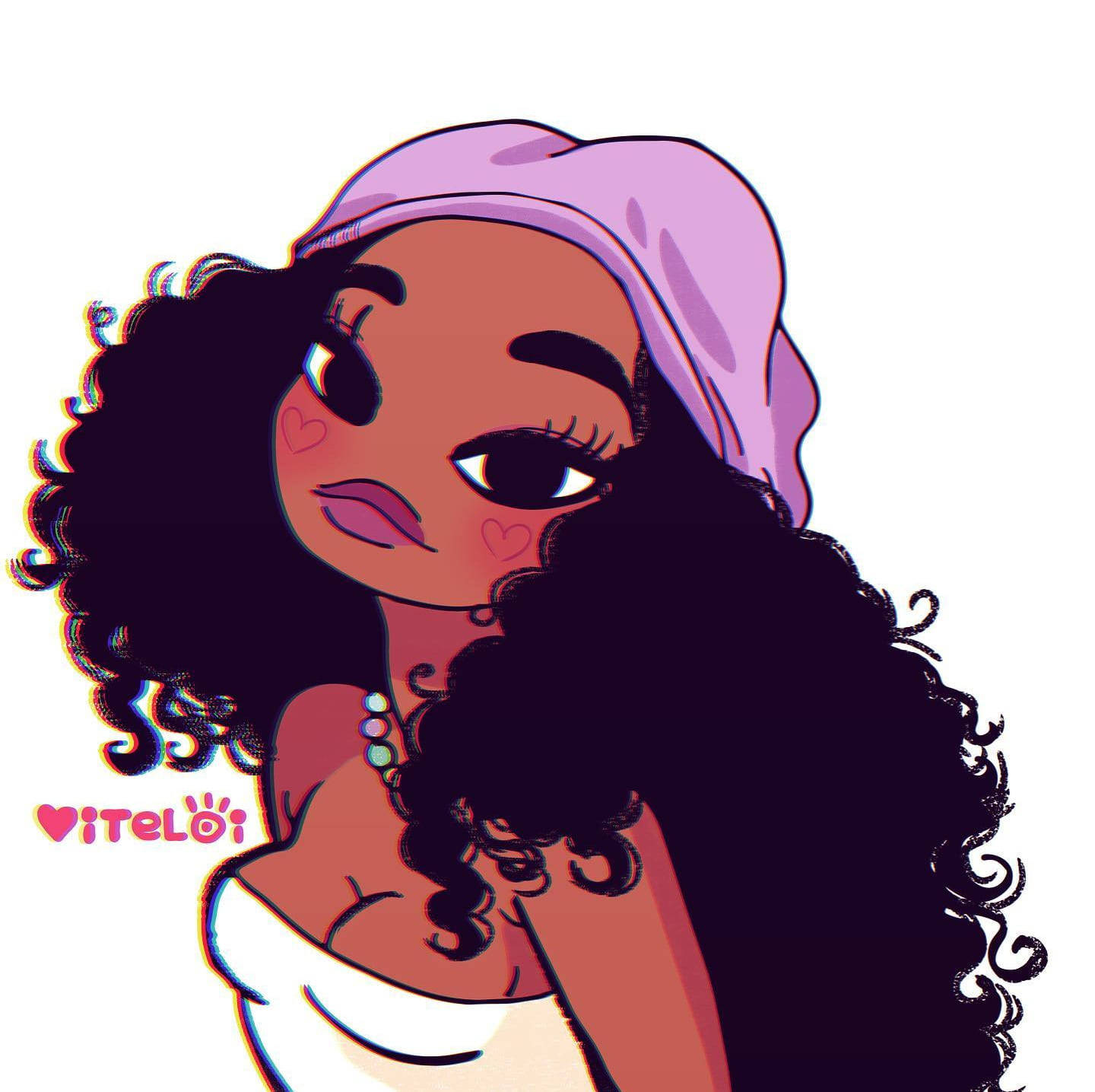 Cute Black Girl Cartoon Wallpaper
