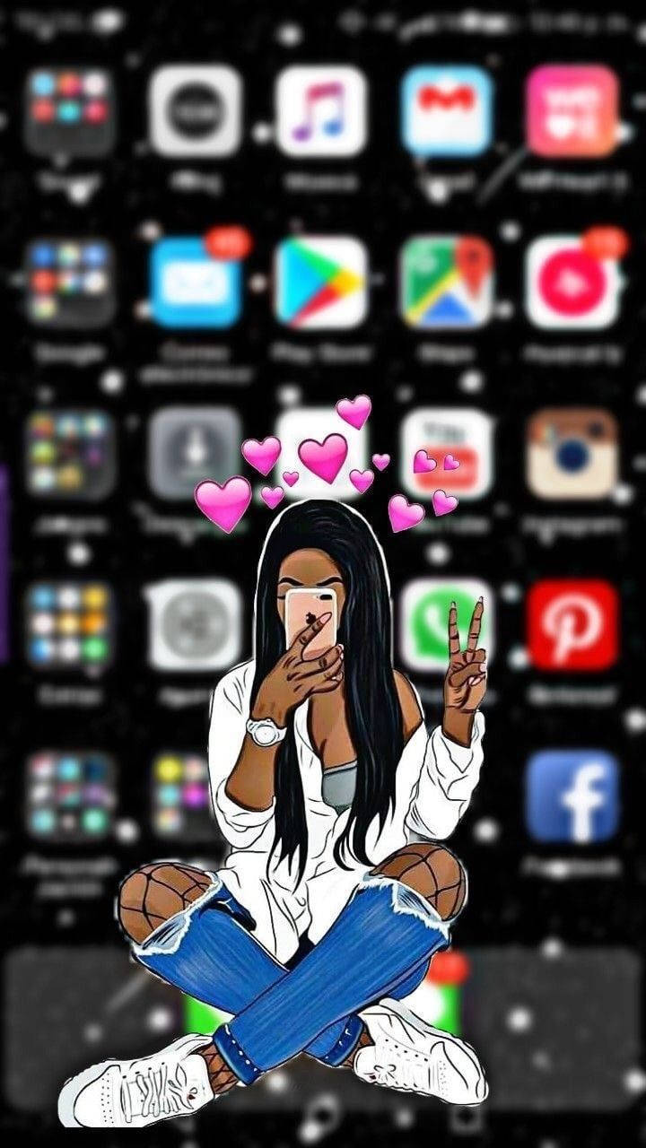 Download Cute Black Girl Screen Display Wallpaper 