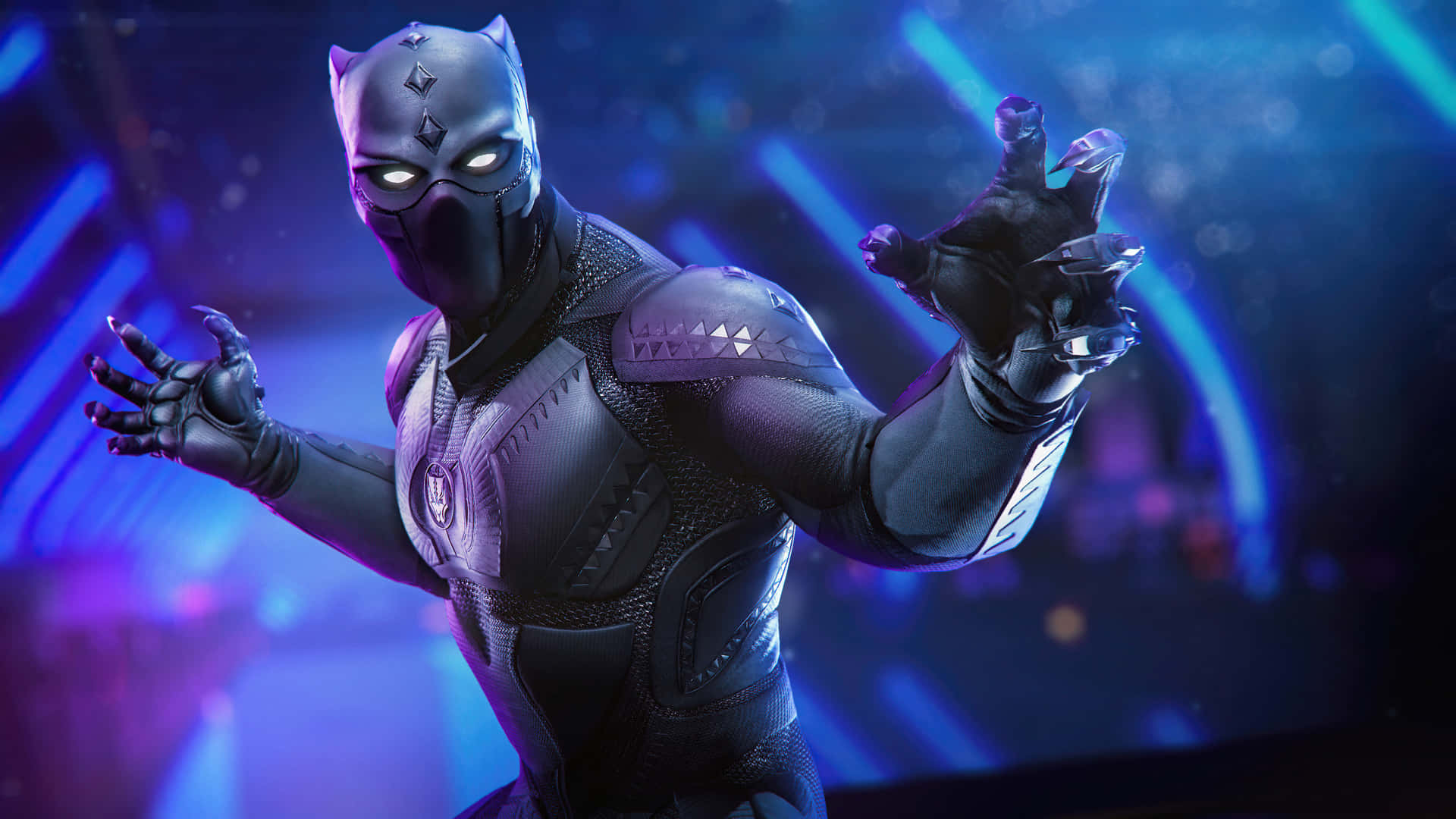 A Black Panther In A Suit With His Hands Up Wallpaper