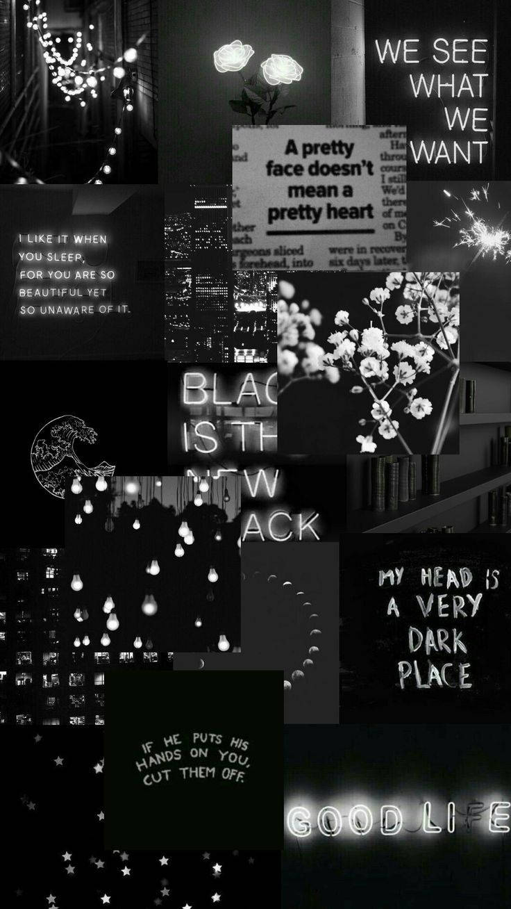 Sød sort Citat æstetisk Collage Wallpaper Wallpaper