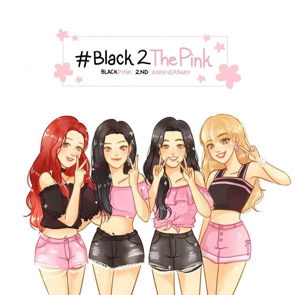 Cute Blackpink Anime Group Photo Wallpaper