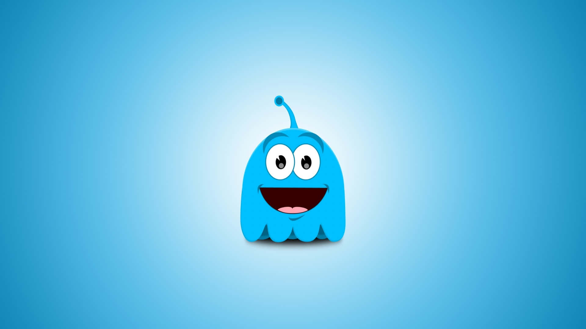 A Blue Cartoon Character With Eyes And Mouth