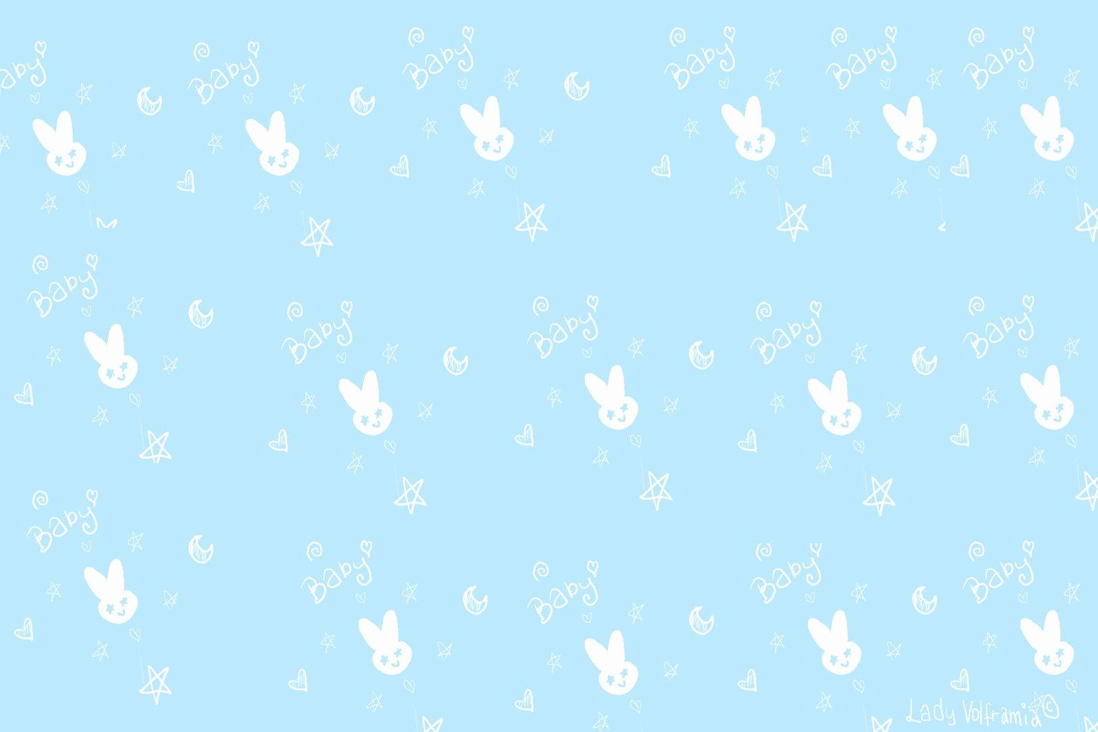 Søde Blå Aestetisk Baby Kaniner. Wallpaper