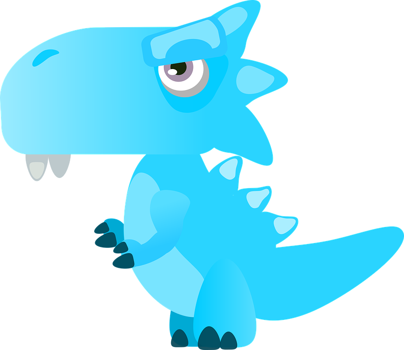 Cute Blue Cartoon Dinosaur PNG