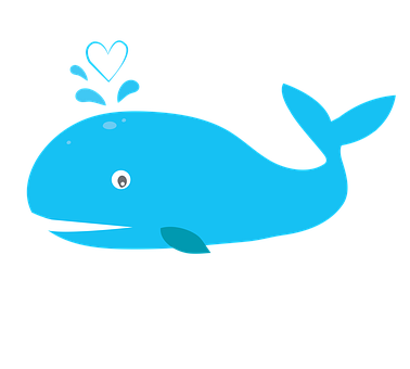 Cute Blue Cartoon Whale PNG