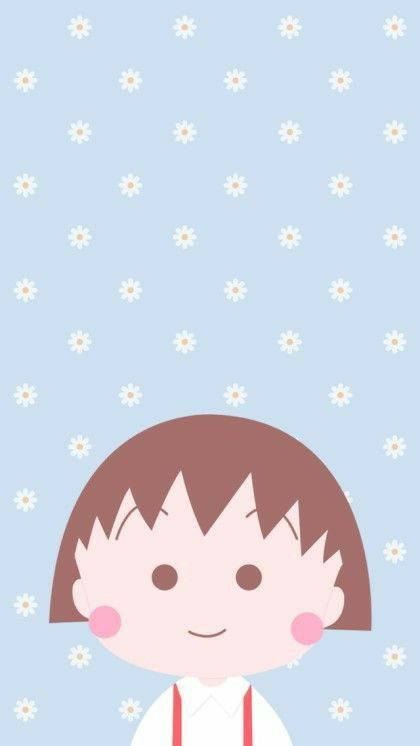 Cute Blue Chibi Maruko Chan Wallpaper