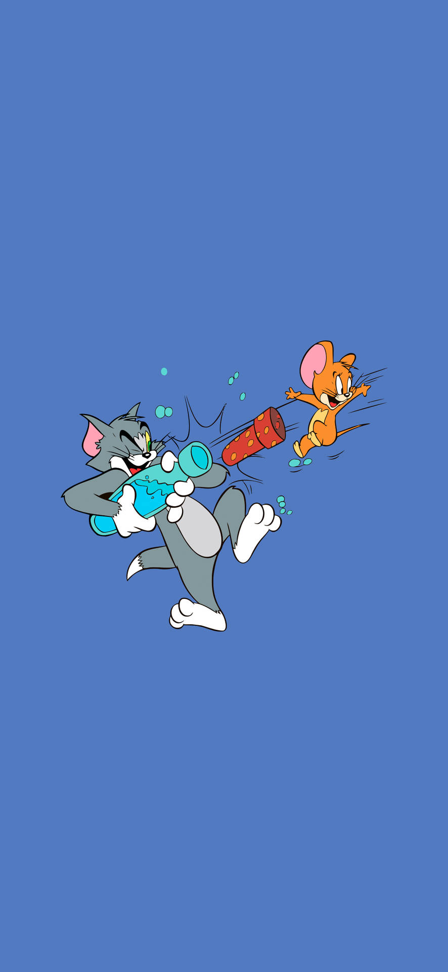 Cute Blue-colored Tom And Jerry Aesthetic Background