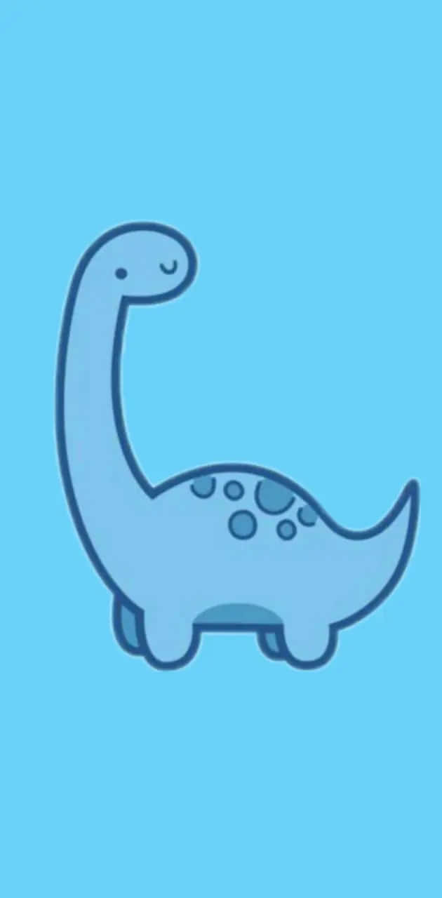 Cute Blue Dinosaur Cartoon Wallpaper