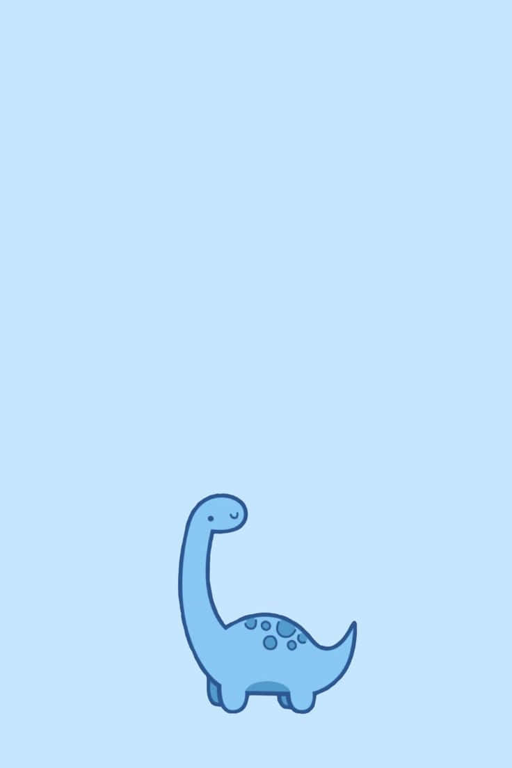 Cute Blue Dinosaur Illustration Wallpaper