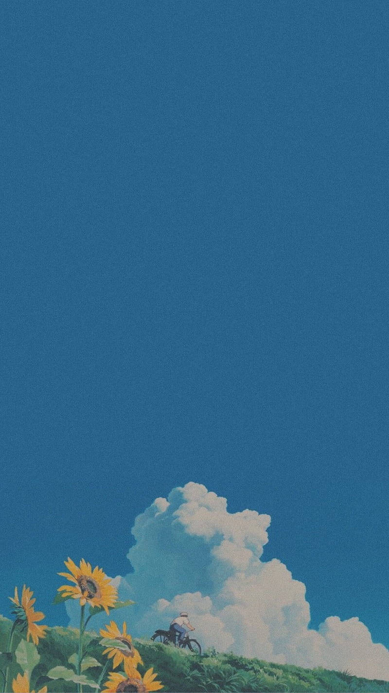 Sød blå telefon Anime Scenery Wallpaper