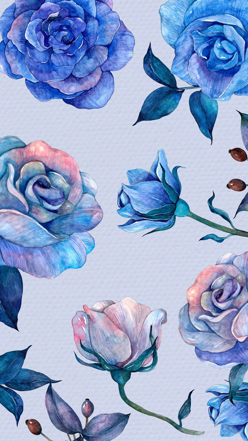 Sød blå mobil rose tegning tapet Wallpaper