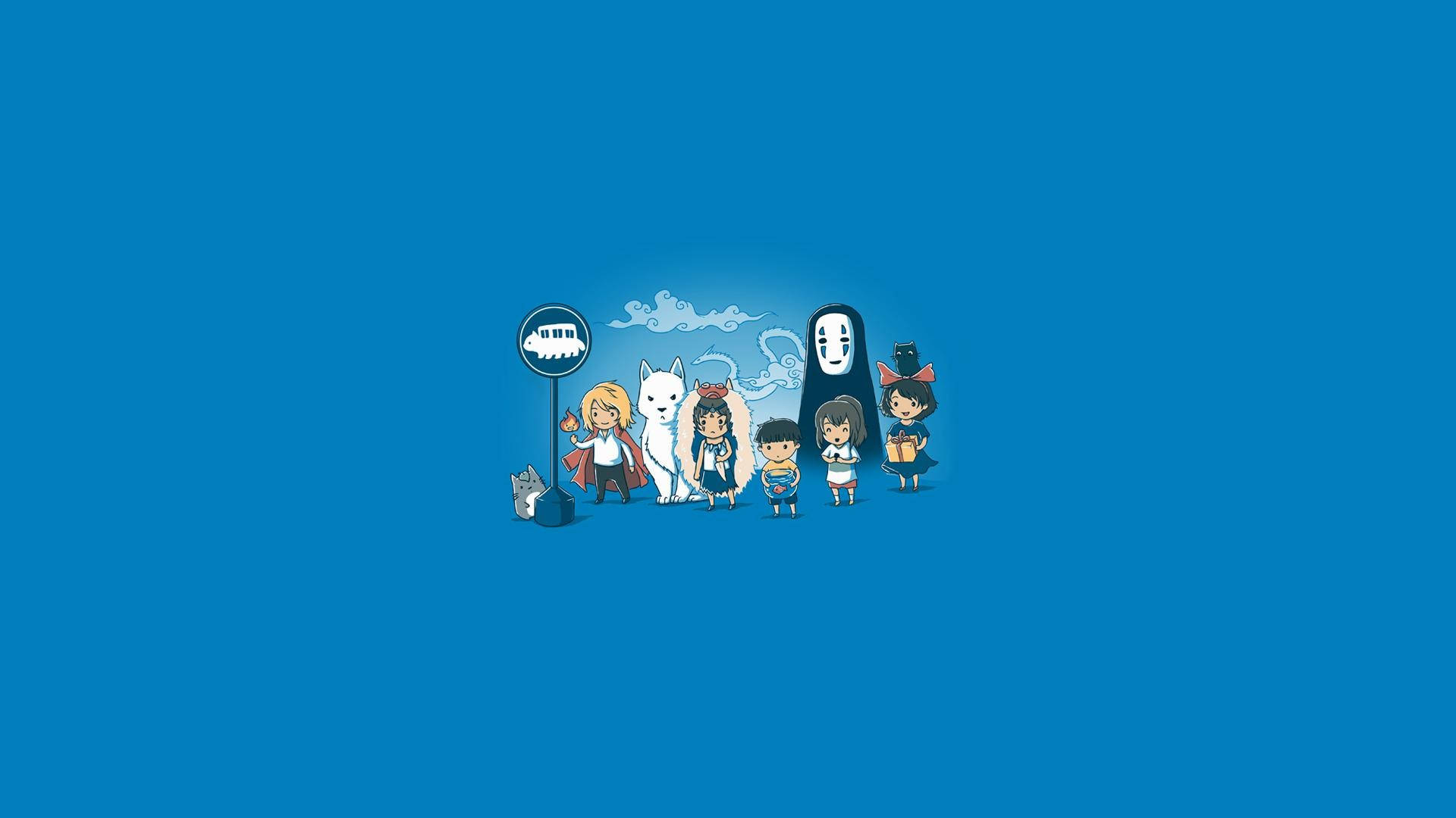 Sød Blå Spirited Away Skrivebord Tapet Wallpaper