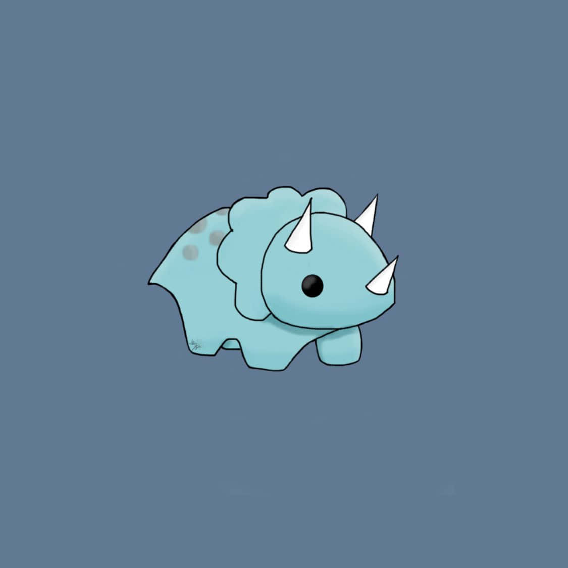 Cute Blue Triceratops Cartoon Wallpaper