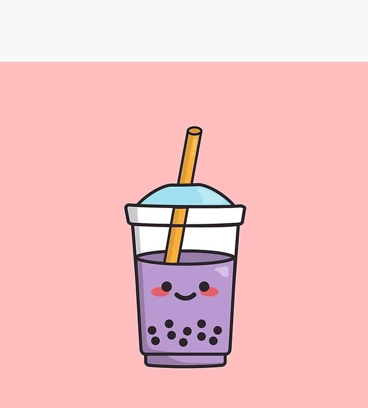 Cute Boba In Purple And Pink Wallpaper