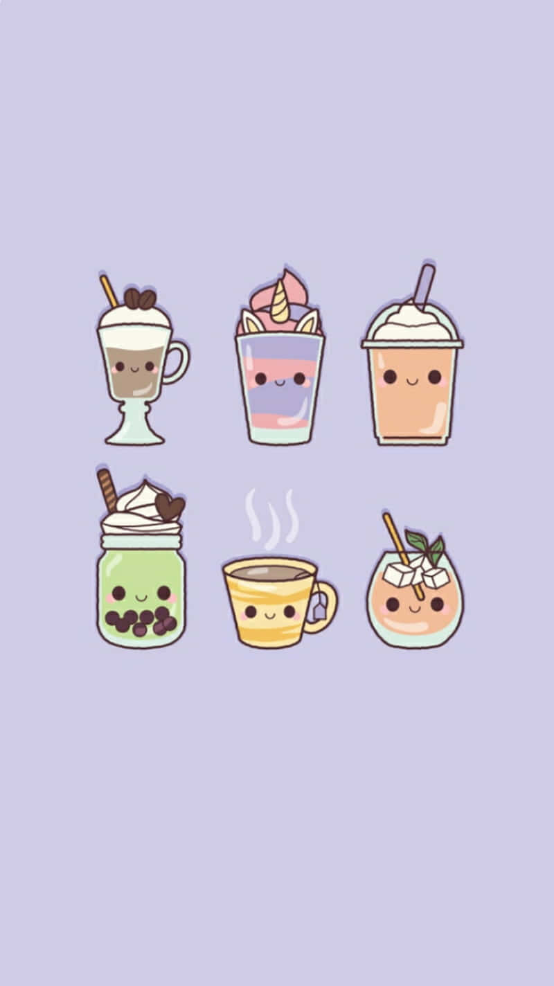 Cute Boba With Different Drinks Wallpaper