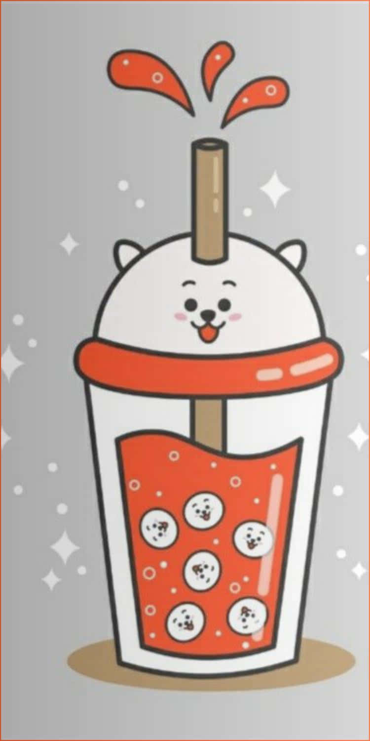 Cute Boba With Red Drink Wallpaper