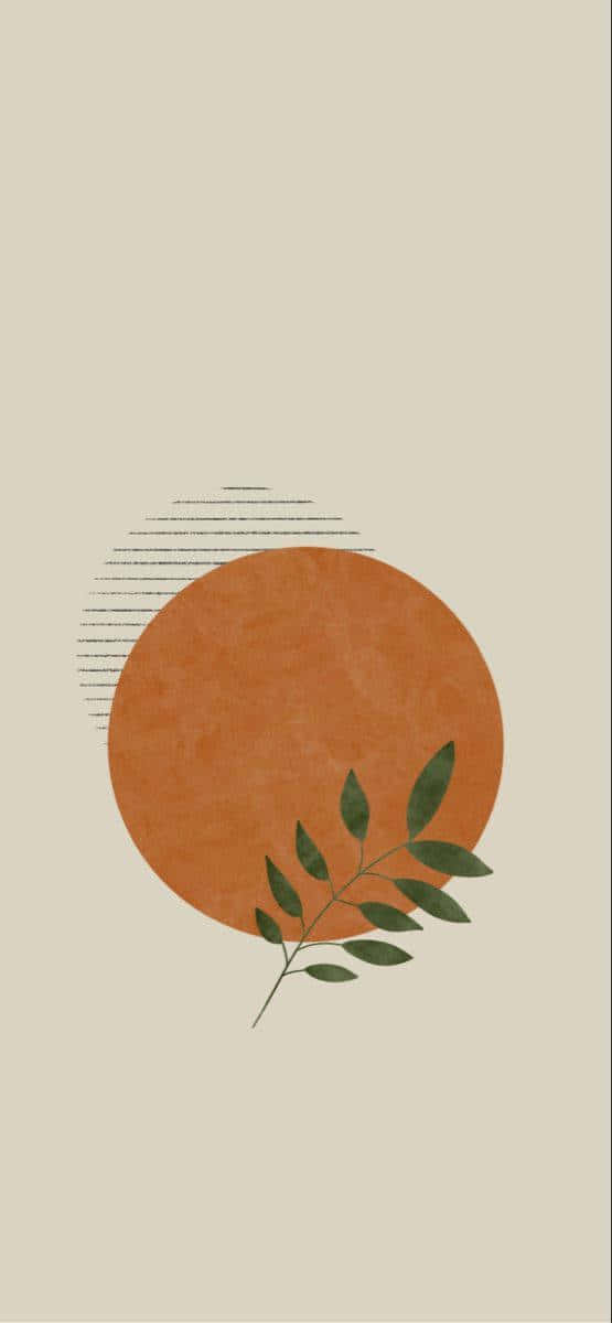 Einkreisförmiges Oranges Blatt Auf Einem Beigen Hintergrund Wallpaper