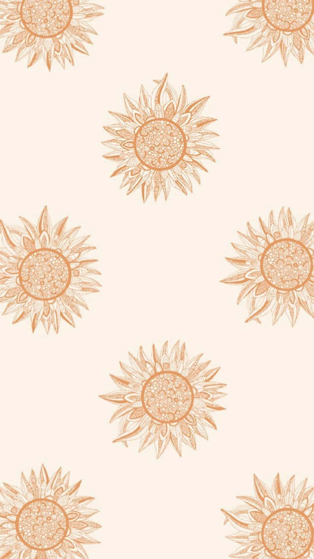 A Pattern Of Sunflowers On A Beige Background Wallpaper