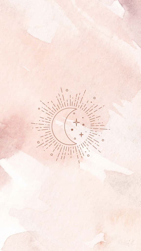 A Watercolor Background With A Sun And Moon Wallpaper