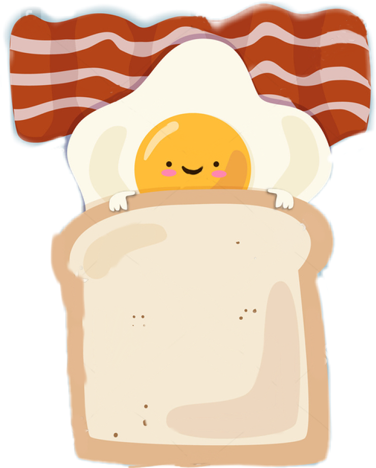 Cute Breakfast Characters Bacon Egg Toast PNG