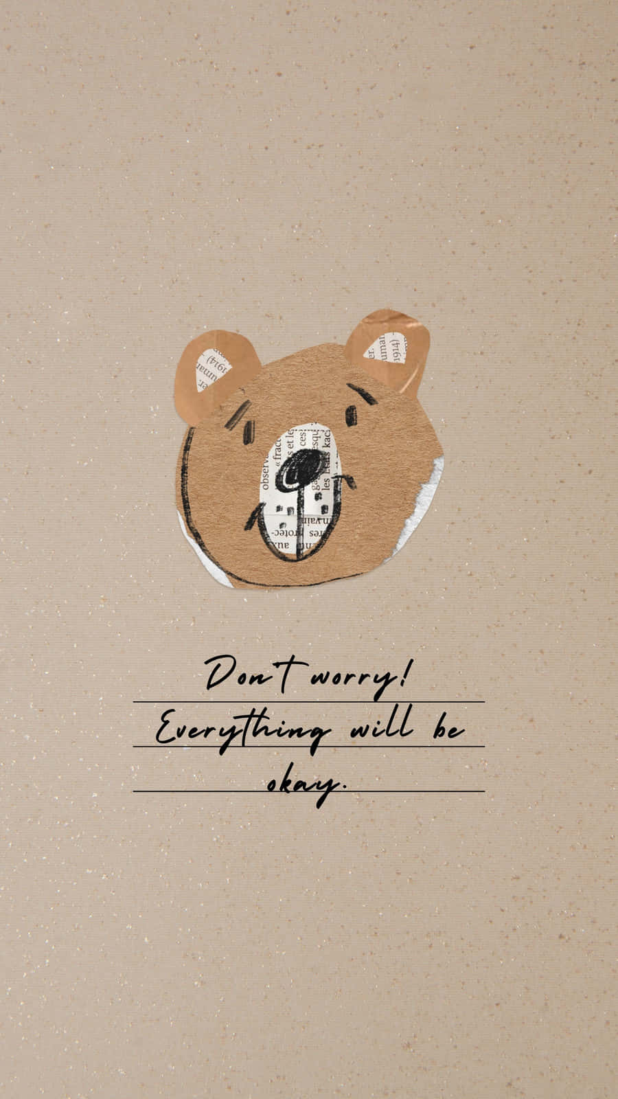 Cute Brown Bear Illustration Motivational Quote Wallpaper