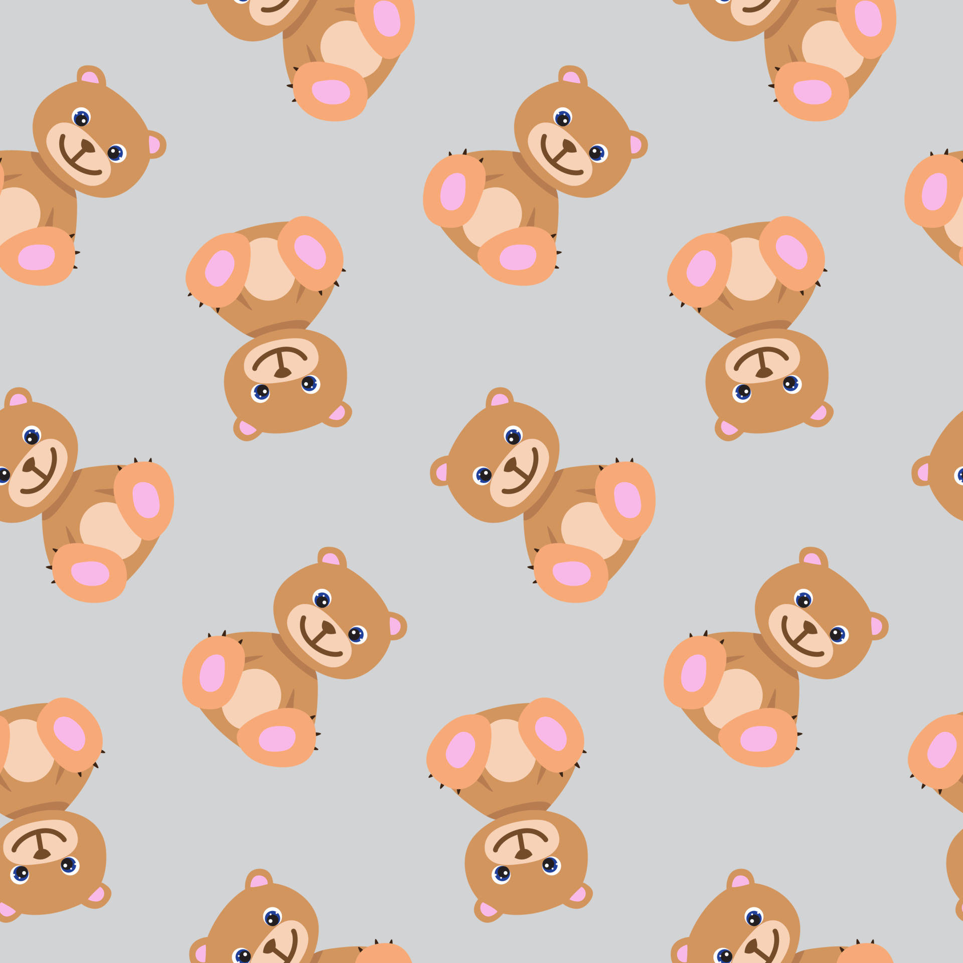 a pattern of teddy bears on a gray background Wallpaper
