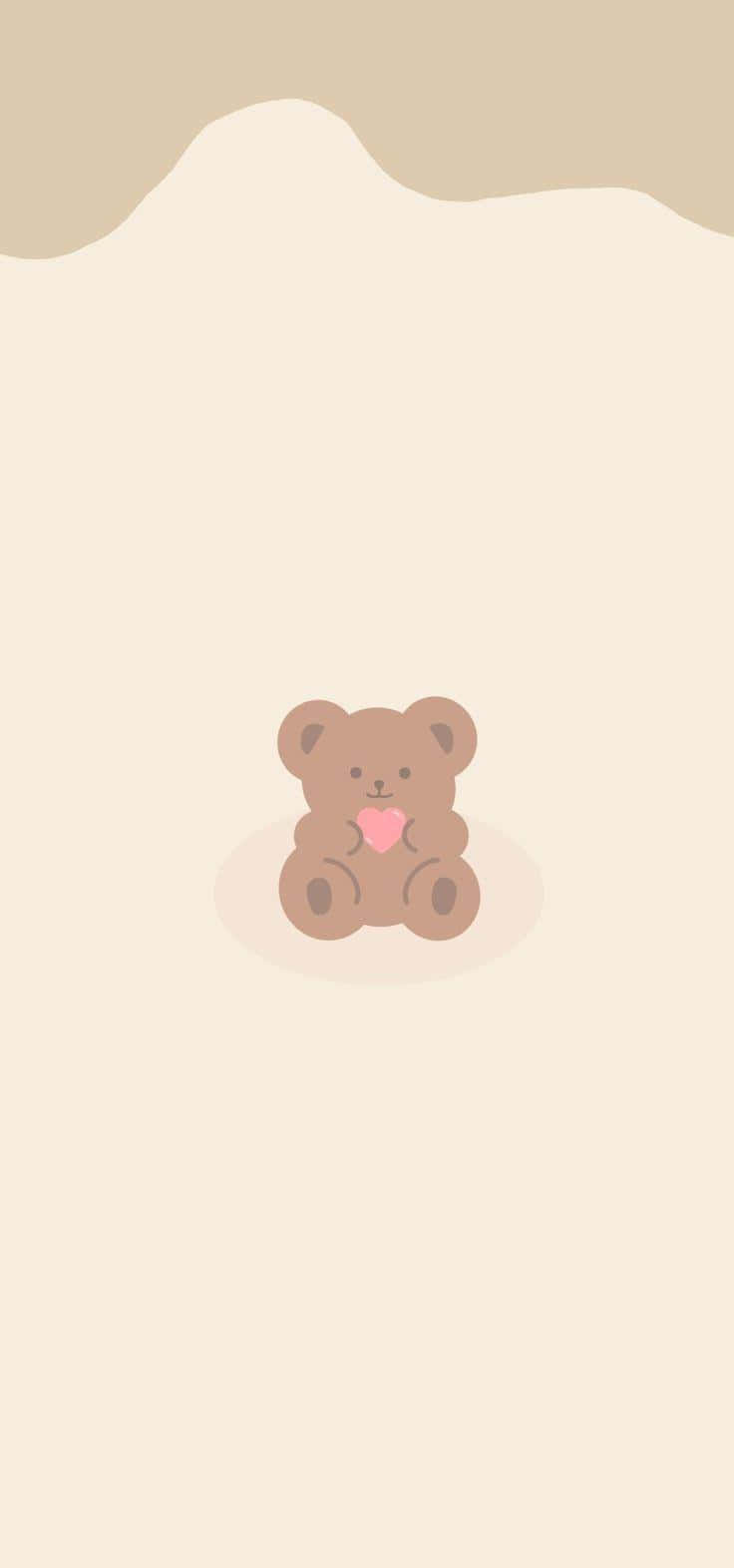 Cute Brown Teddy Bear Aesthetic Wallpaper