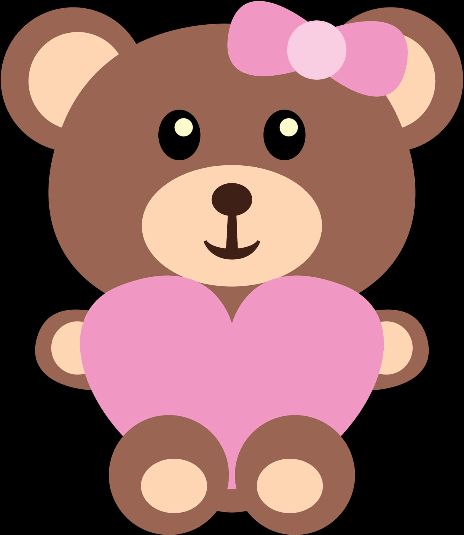 Cute Brown Teddy Bearwith Pink Heart PNG