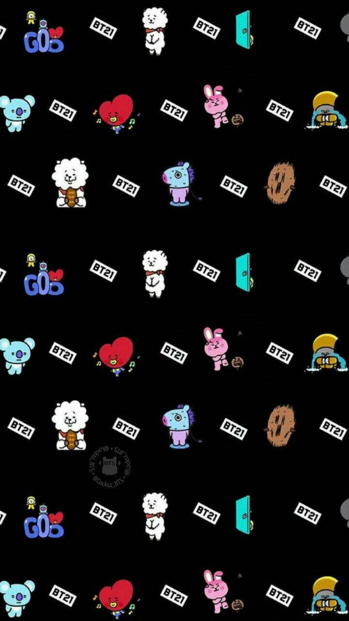 Cute Bt21 Characters And Logo Wallpaper