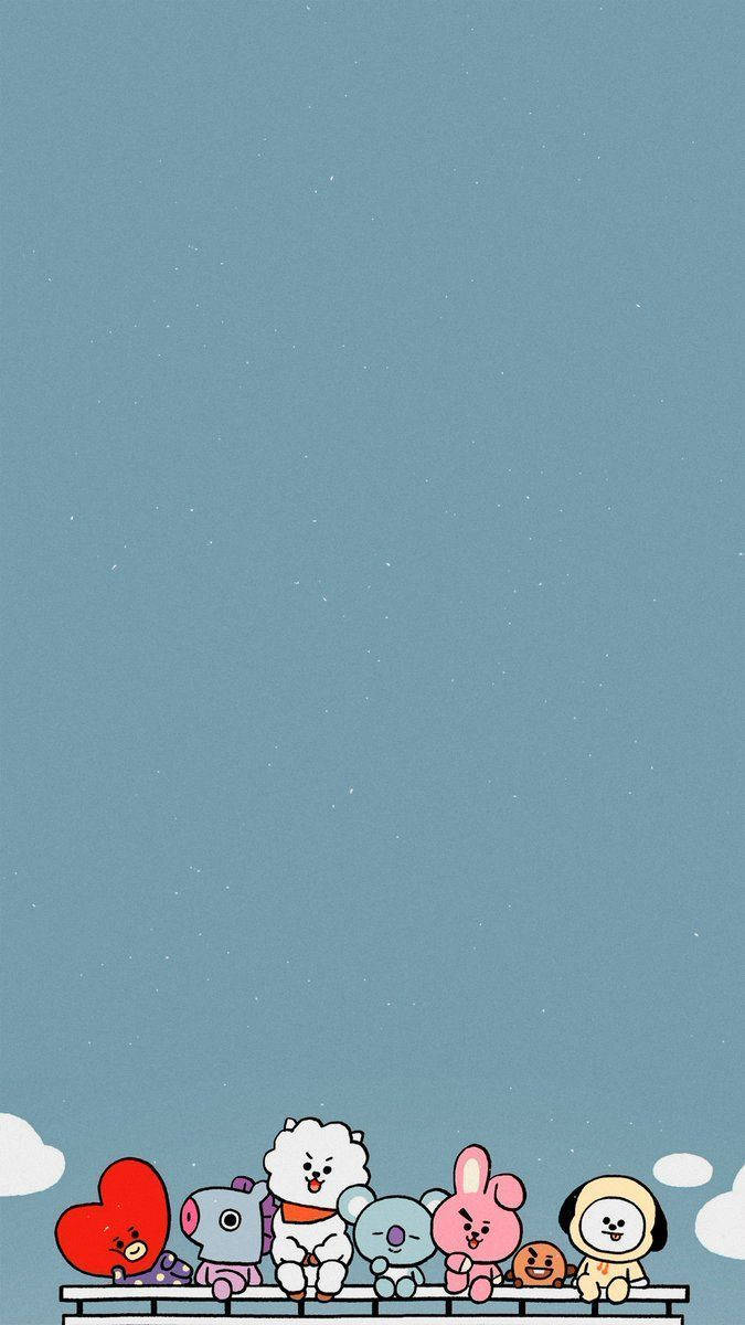 Søde BT21-karakterer Blå himmel Tapet Wallpaper