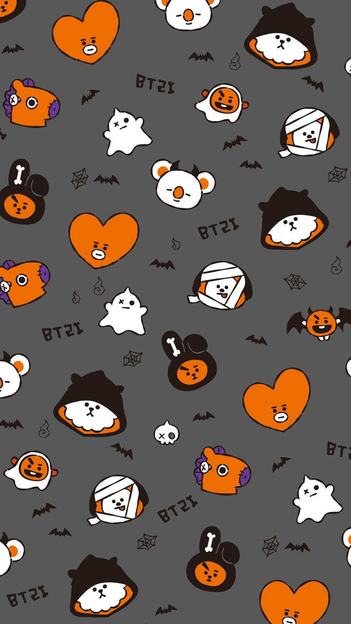 Cute BT21 Halloween Wallpaper